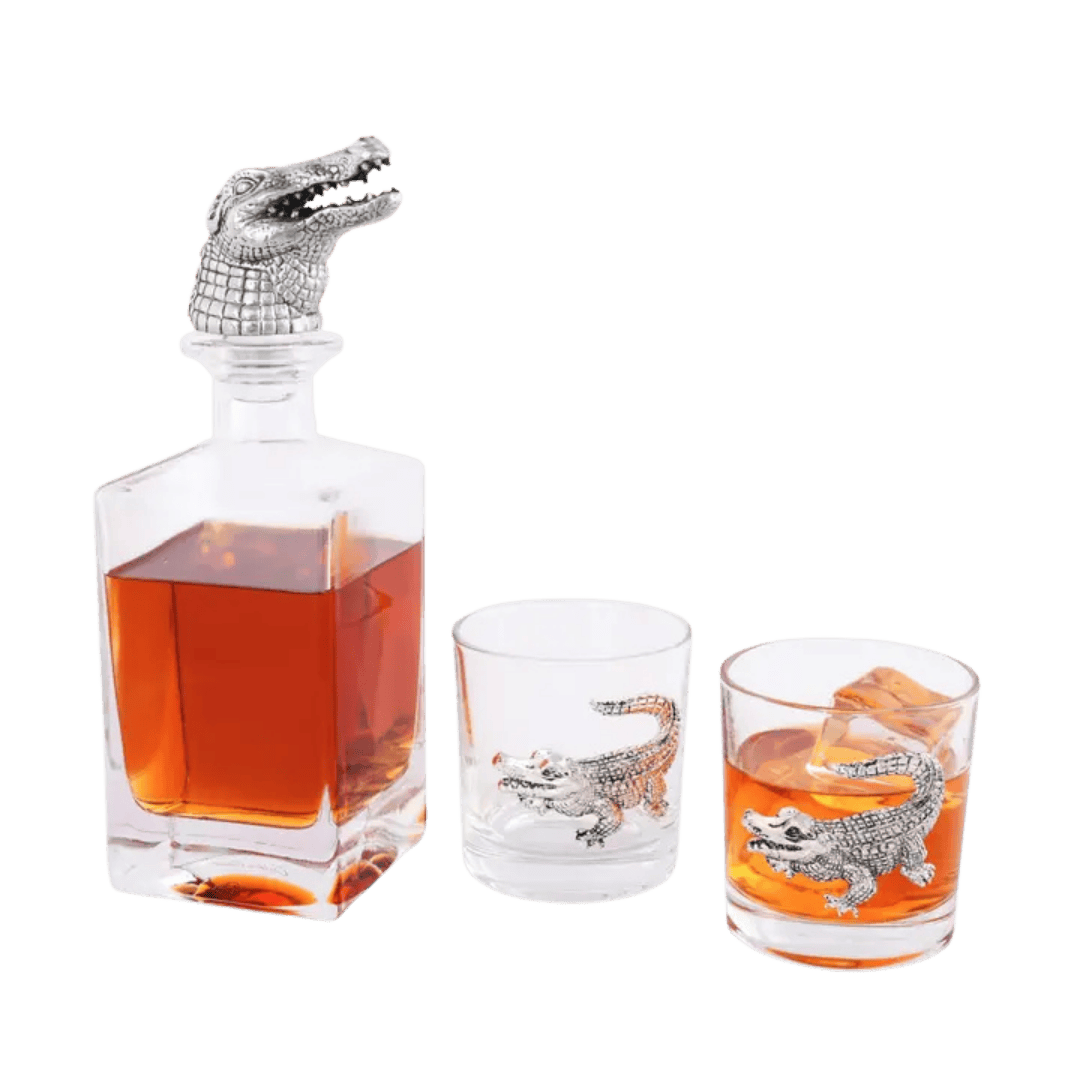 Alligator Decanter Set with Glasses