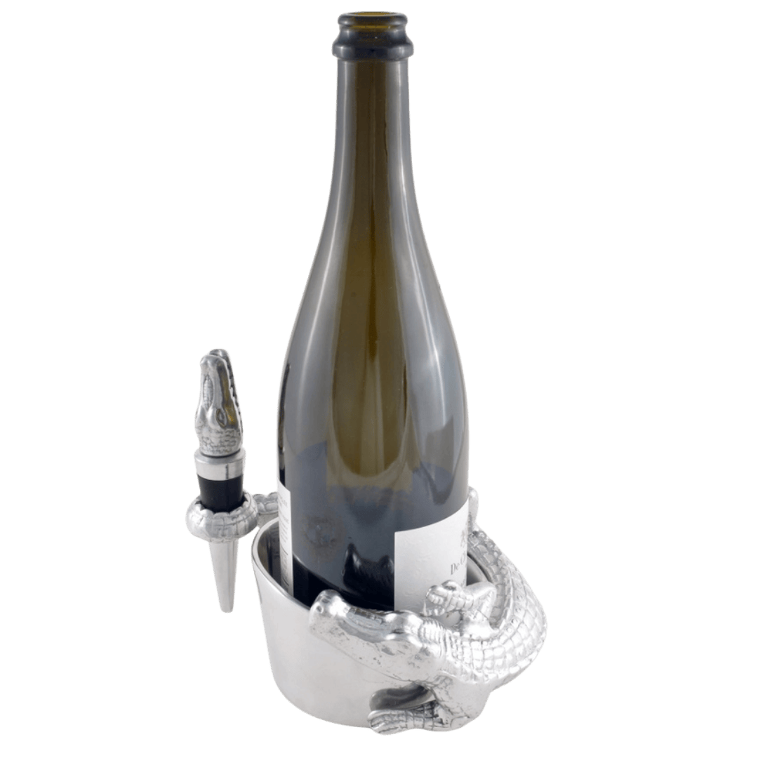 Alligator Wine Coaster and Stopper Set